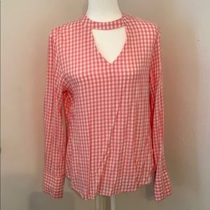 Maurices Pink and White Gingham Top